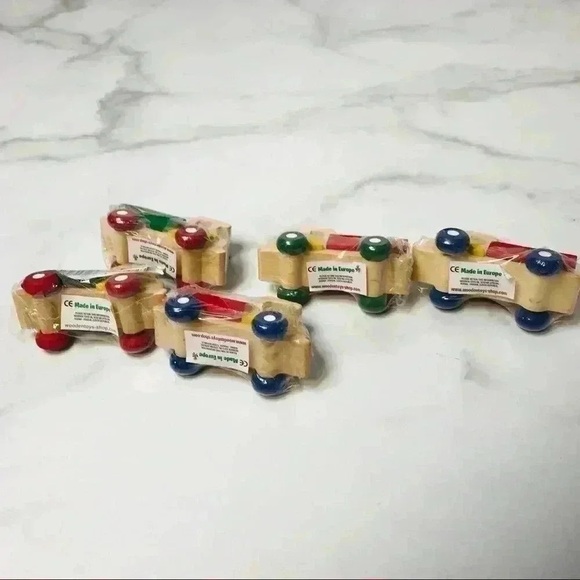 Bundle of 5 Handmade Wooden Mini Trucks Handpainted Push Toys Non-Toxic Paint - Picture 7 of 7